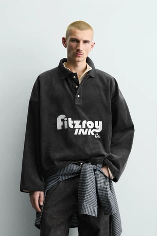 Укороченное поло из вельвета с вышивкой- Заказать в России