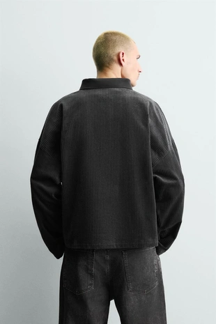 Укороченное поло из вельвета с вышивкой- Заказать в России