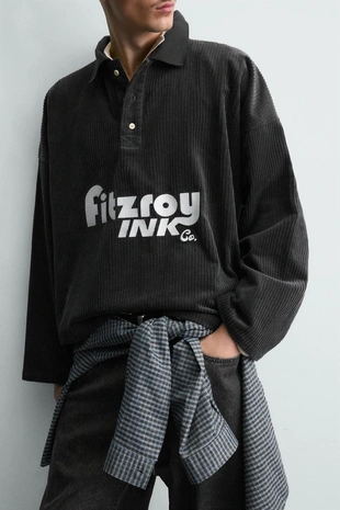 Укороченное поло из вельвета с вышивкой- Заказать в России