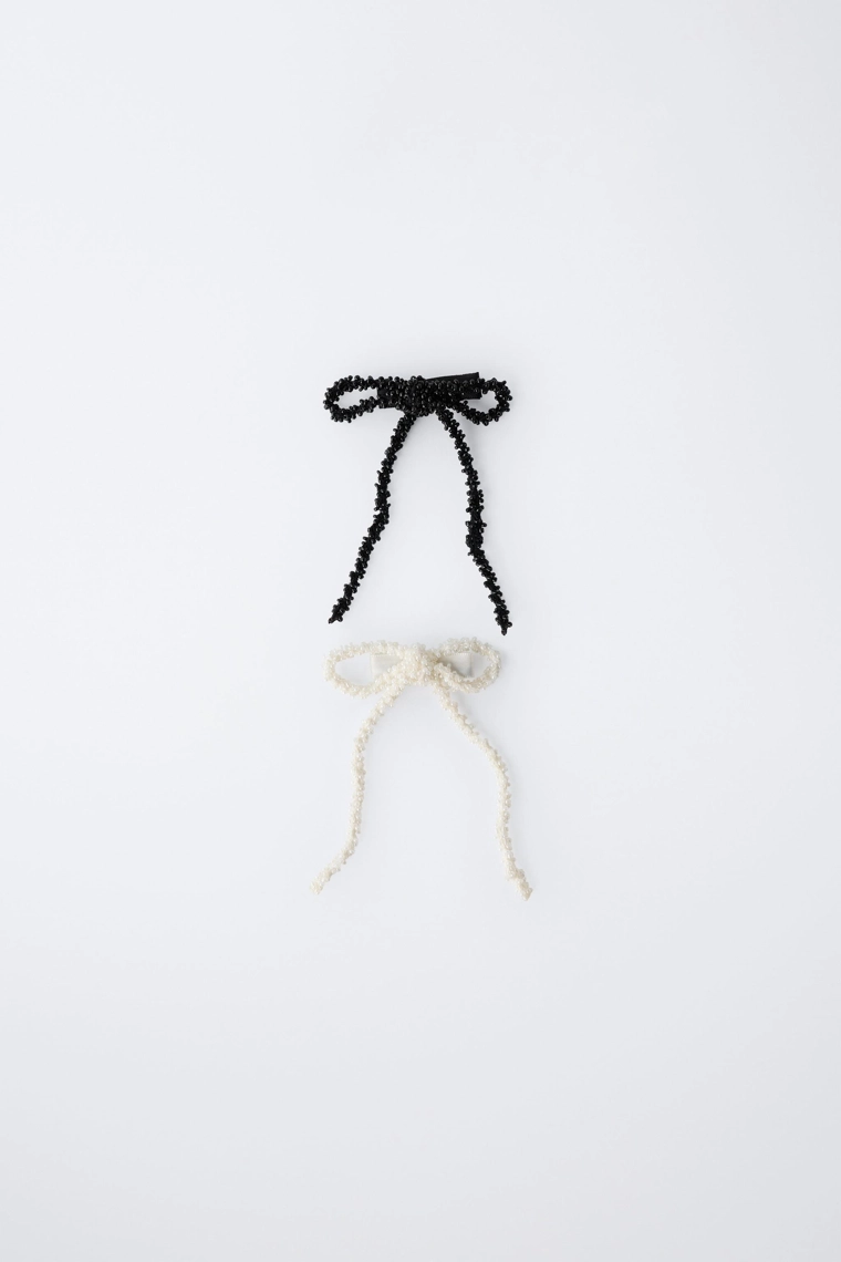 Набор из двух заколок-бантиков с бисером