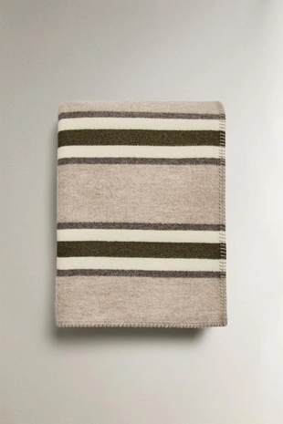 Плед из шерсти с полосатым узором- Заказать в России