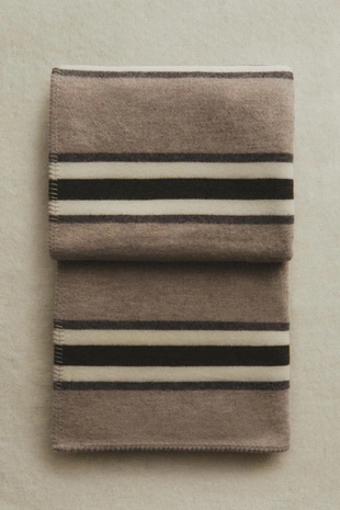 Плед из шерсти с полосатым узором- Заказать в России