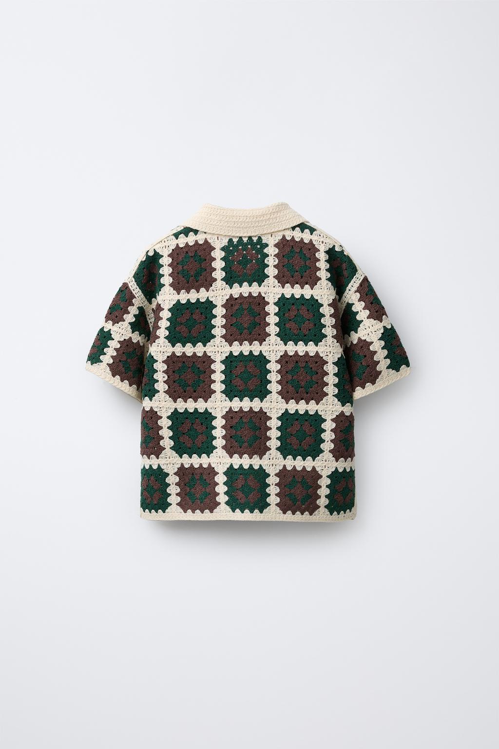 Вязаная рубашка с отделкой крючком