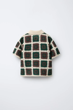 Вязаная рубашка с отделкой крючком- Заказать в России