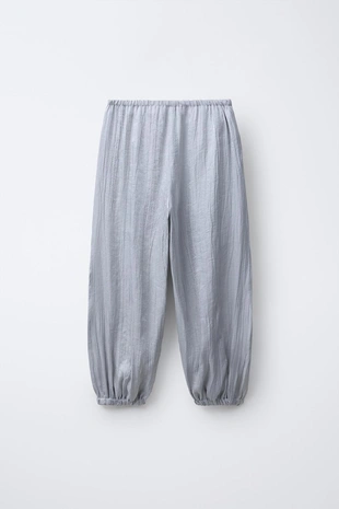 Атласные брюки-шаровары с эффектом мятости- Заказать в России