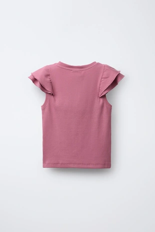 Футболка в рубчик с воланами- Заказать в России