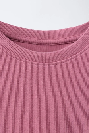 Футболка в рубчик с воланами- Заказать в России