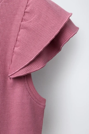 Футболка в рубчик с воланами- Заказать в России