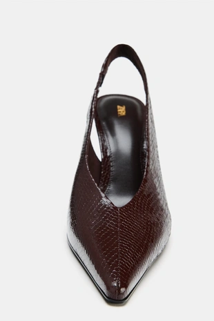 Туфли на каблуке с рельефным анималистическим принтом- Заказать в России