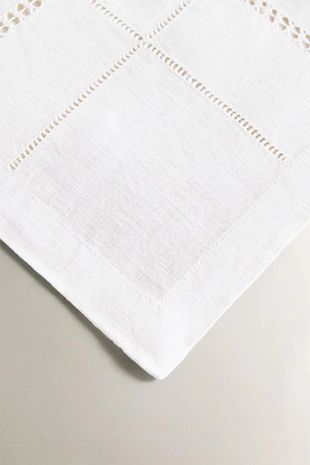 Скатерть из льна с вышивкой и ажурным краем- Заказать в России