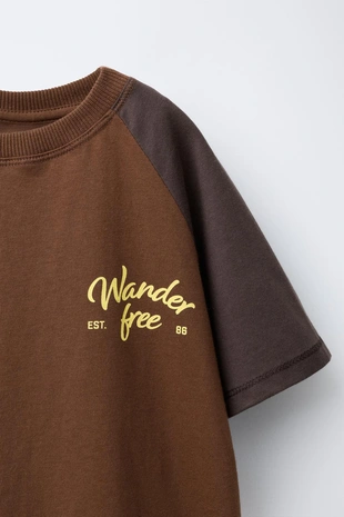 Футболка с рукавами реглан и надписью- Заказать в России