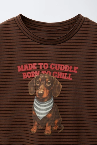 Футболка в полоску с собакой- Заказать в России