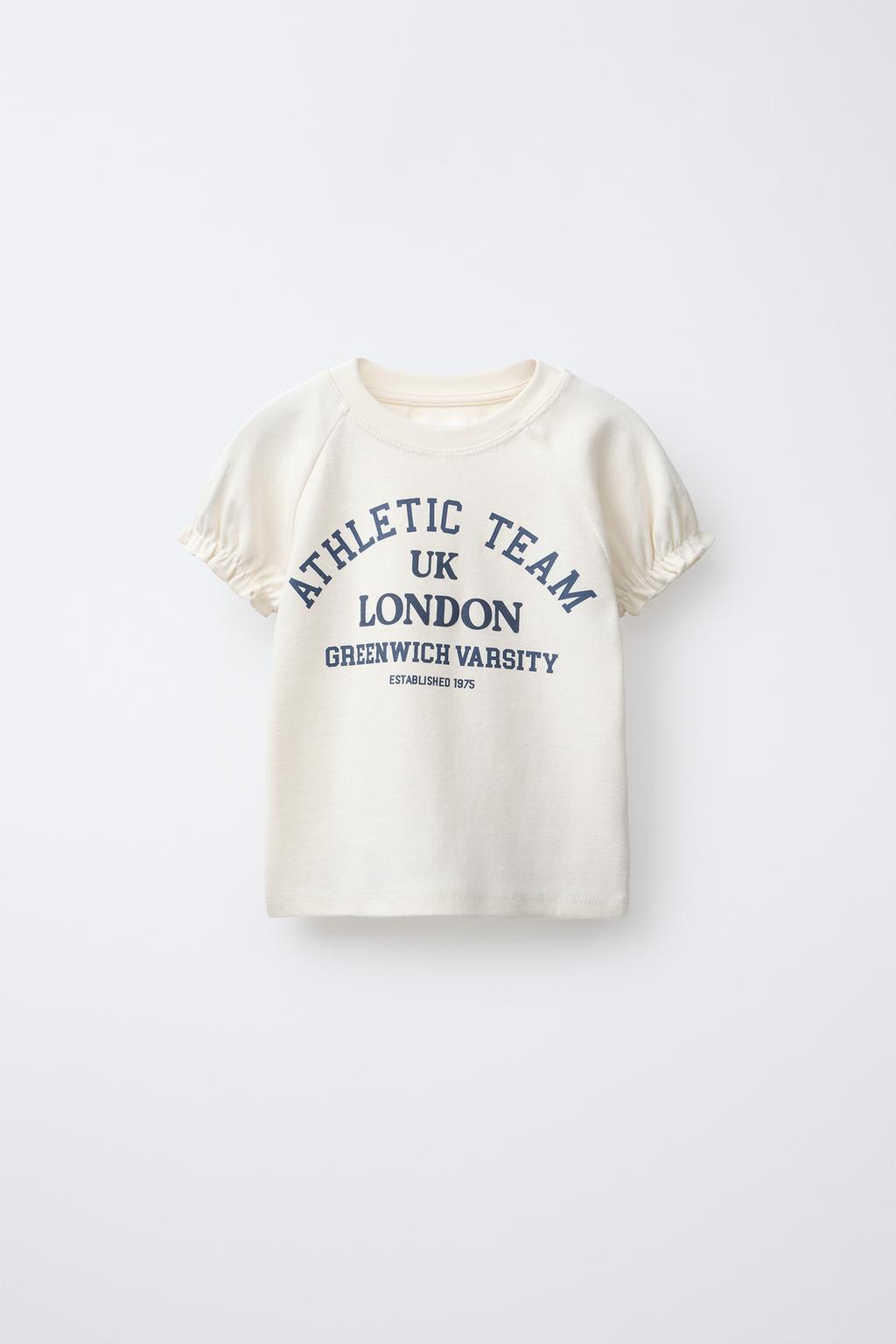 ФУТБОЛКА С ОБЪЕМНЫМИ РУКАВАМИ И НАДПИСЬЮ