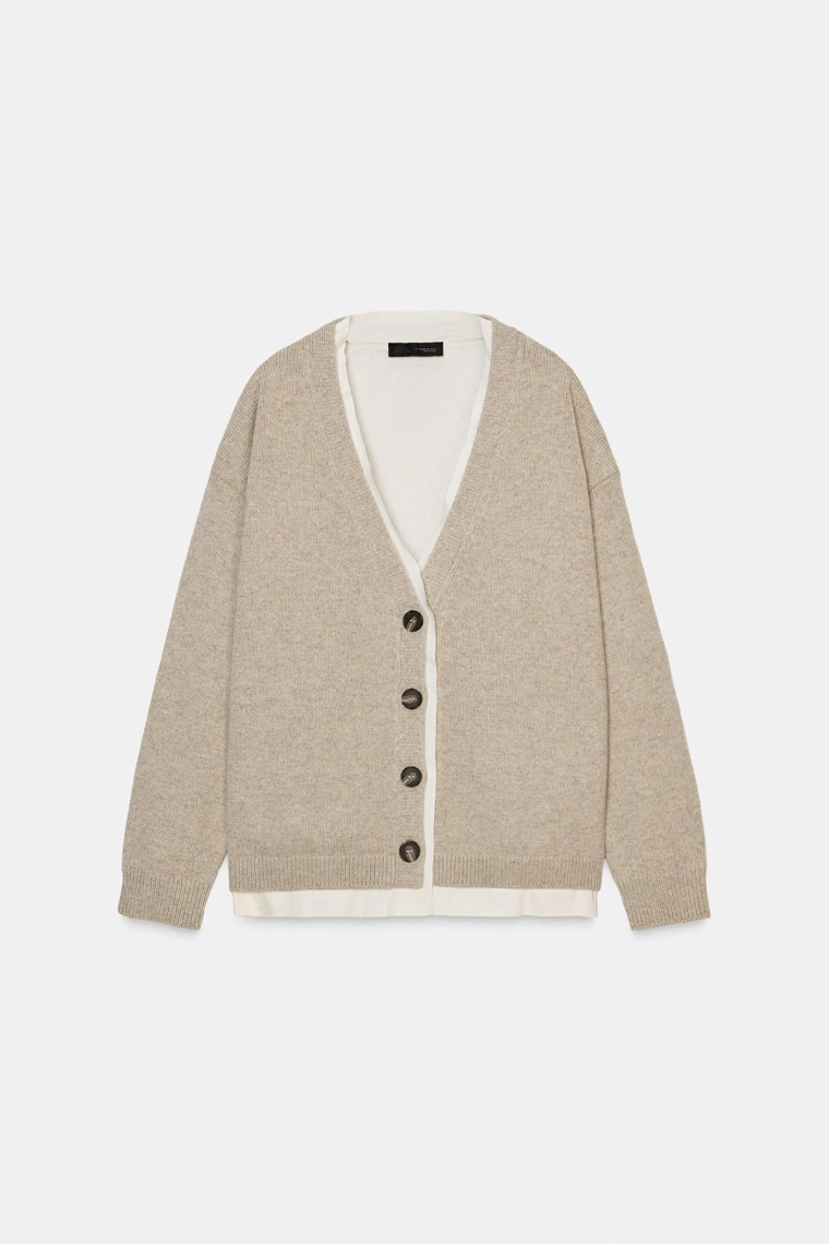 Кардиган из контрастной шерстяной смеси