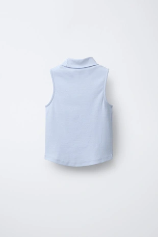 Топ в рубчик с воротником-стойкой и заклепками в виде сердец- Заказать в России