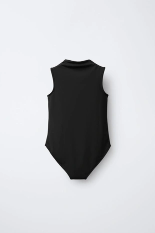 Боди с воротником-стойкой