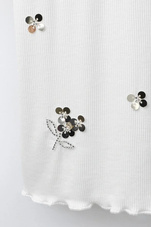 Футболка в рубчик с пайетками- Заказать в России