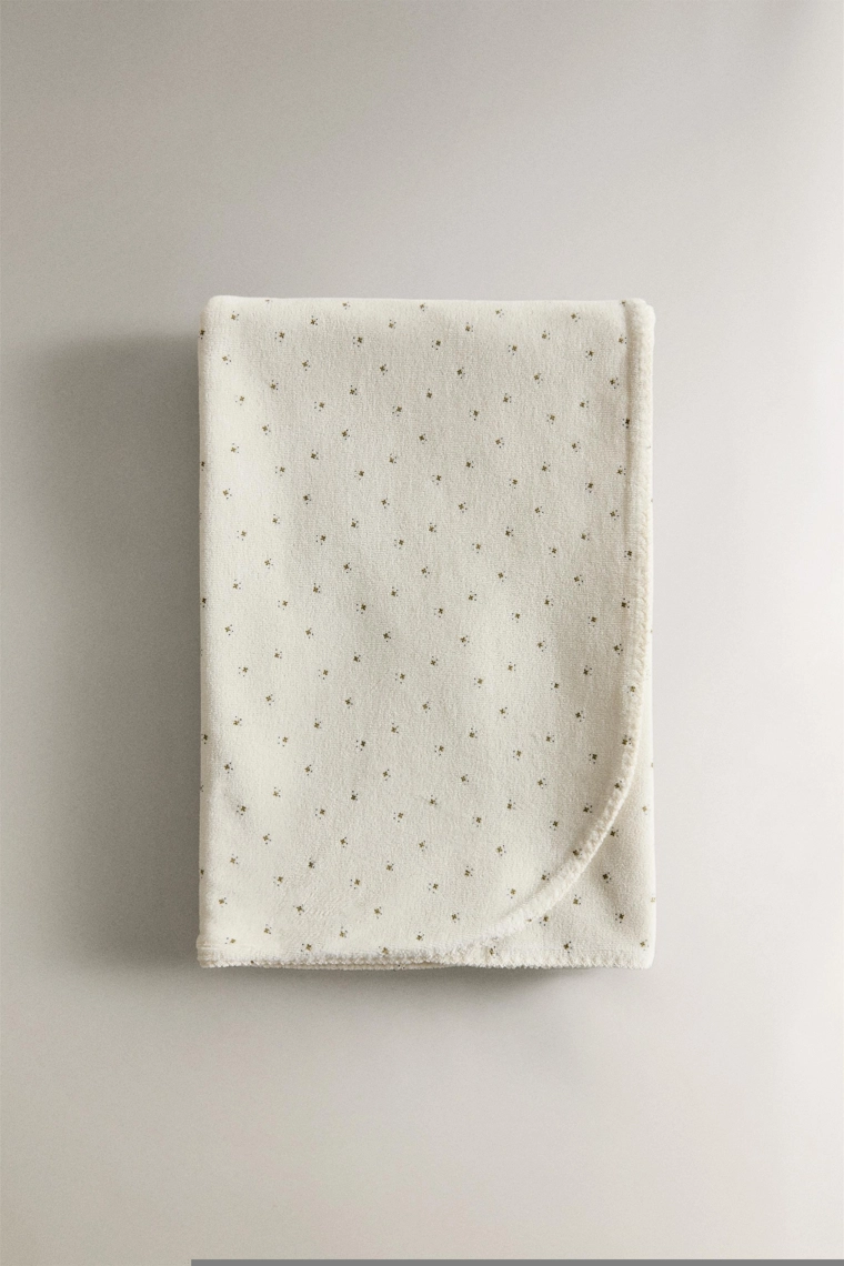 Детский плед из вельвета с принтом клевера