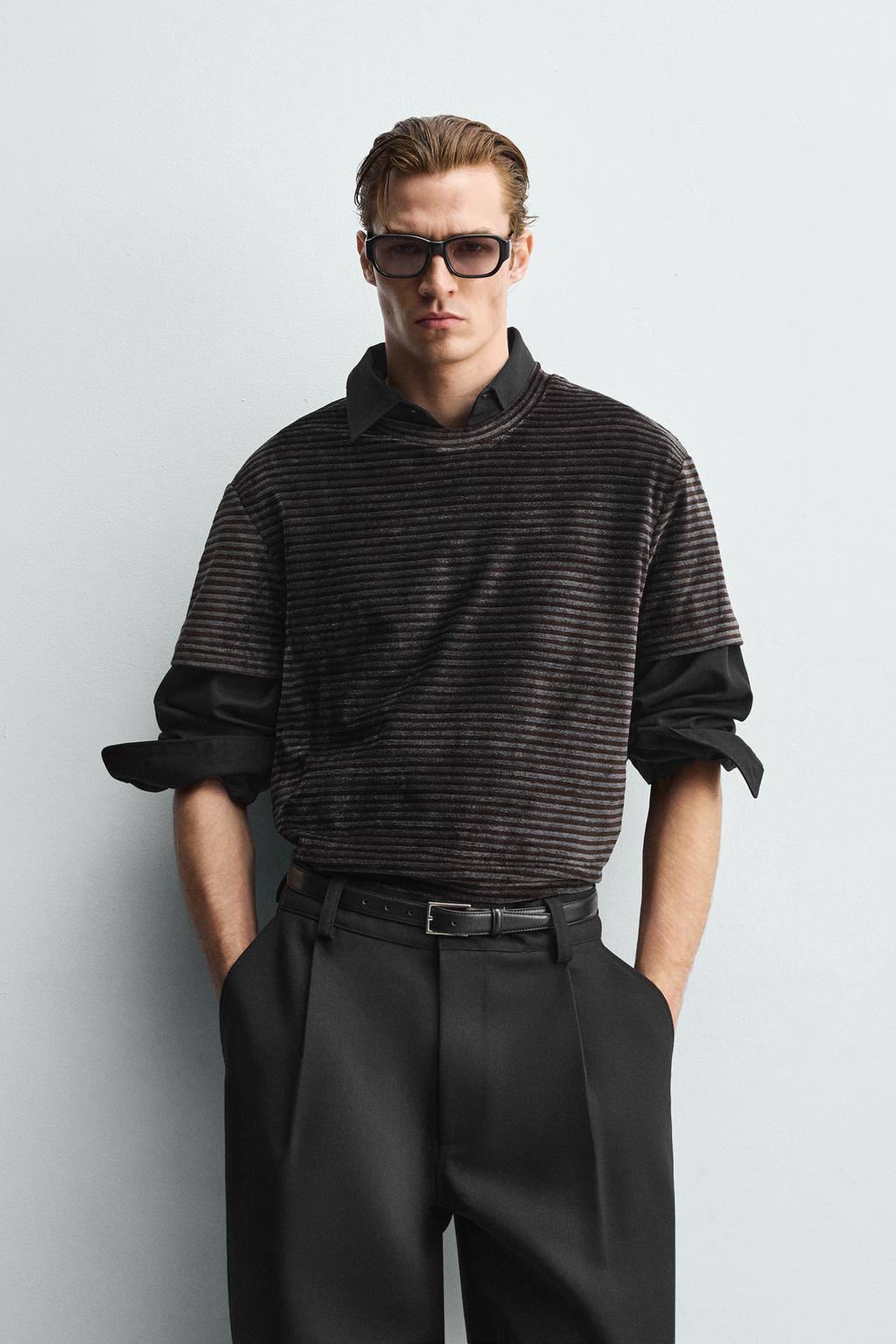 ФУТБОЛКА С РЕЛЬЕФНЫМ УЗОРОМ И ЭФФЕКТОМ ПОТЕРТОСТИ