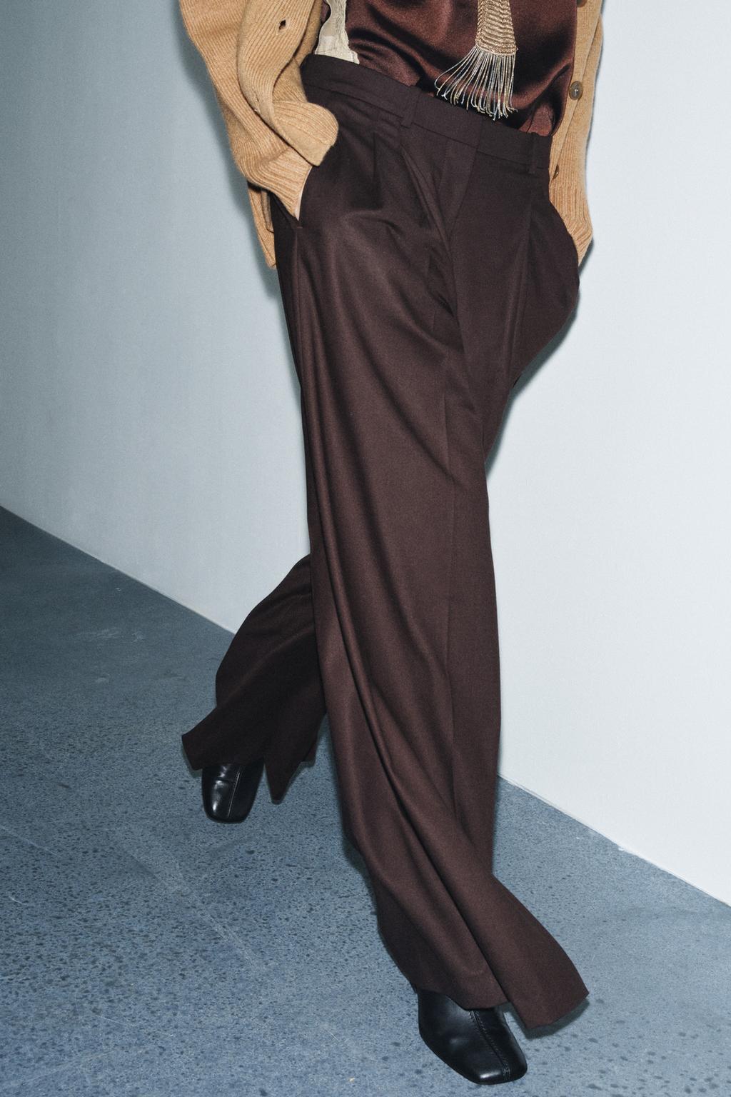 БРЮКИ WIDE LEG С ЗАЩИПАМИ — ZW COLLECTION