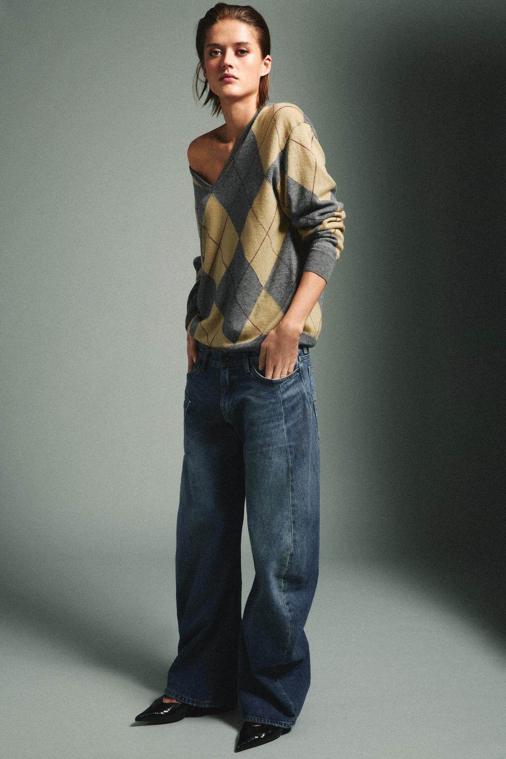 СВИТЕР ИЗ 100% ШЕРСТИ С УЗОРОМ «РОМБЫ»