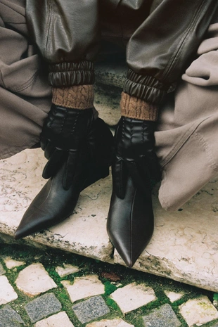 Перчатки из искусственной кожи и смесовой шерсти- Заказать в России