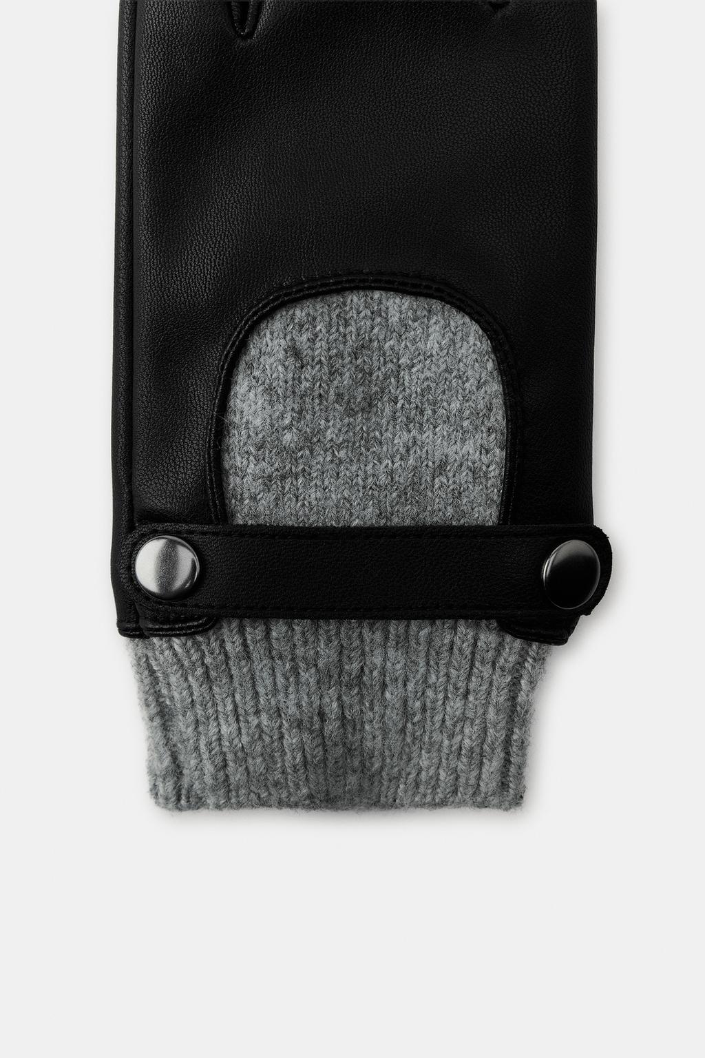 КОМБИНИРОВАННЫЕ ПЕРЧАТКИ ИЗ ИСКУССТВЕННОЙ КОЖИ