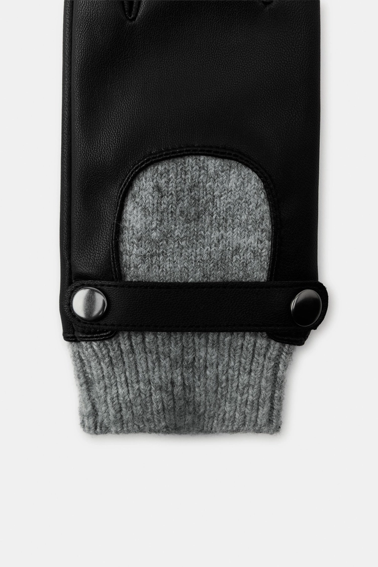 Конtrастные перчатки из искусственной кожи