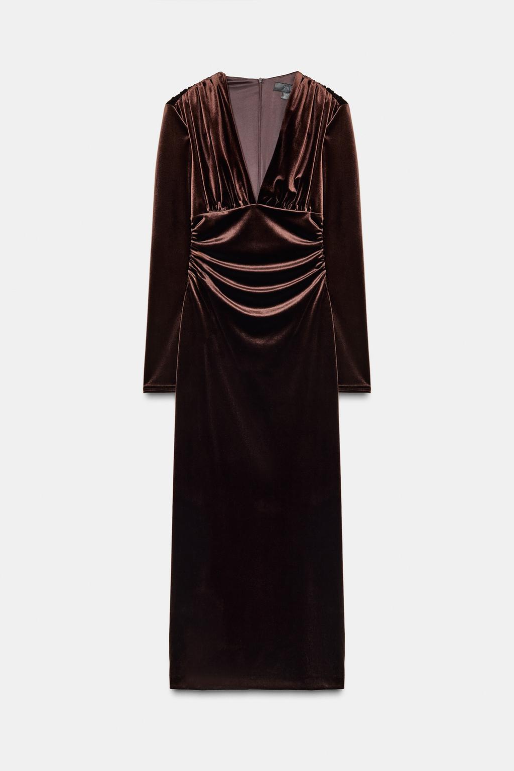 БАРХАТНОЕ ПЛАТЬЕ МИДИ СО СБОРКАМИ