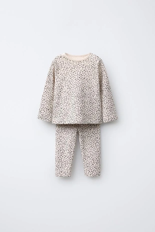 Комплект из футболки и легинсов вязки POINTELLE с анималистичным принтом- Заказать в России