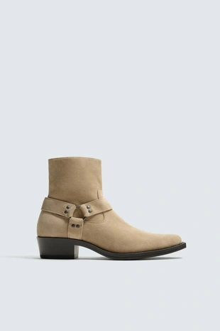 Кожаные сапоги с ремешками- Заказать в России