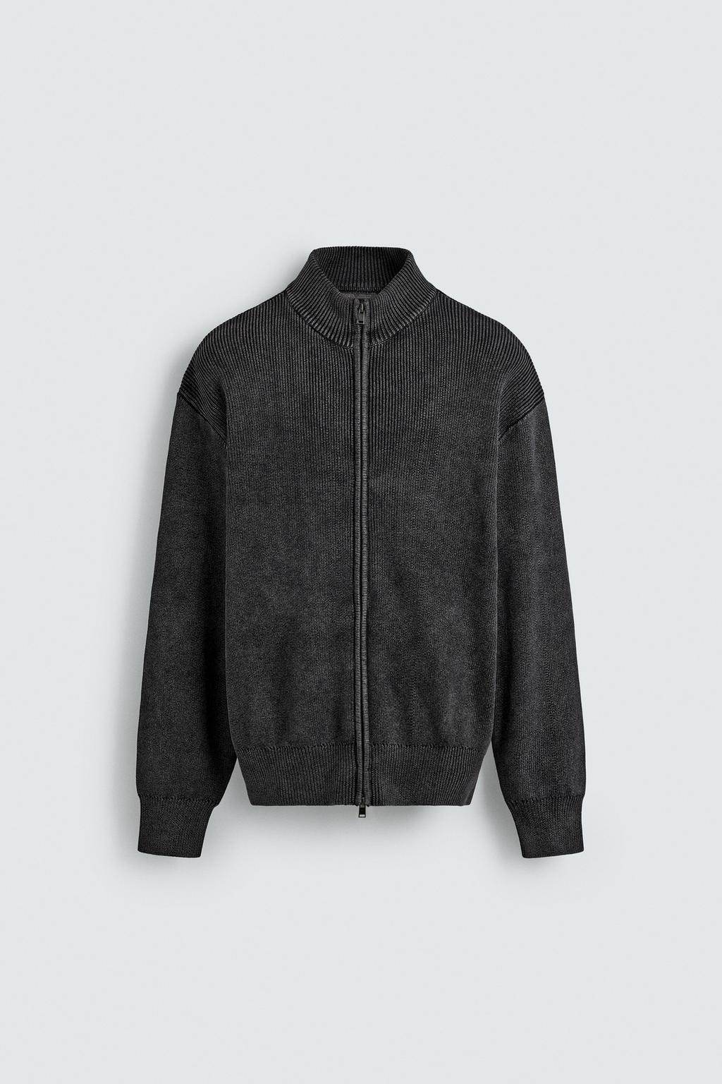 КУРТКА ВЯЗАНАЯ СТРУКТУРНАЯ С ЭФФЕКТОМ ПОТЕРТОСТИ