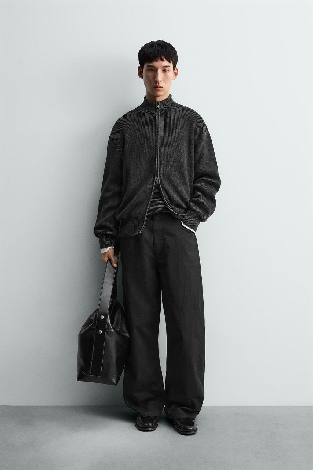 КУРТКА ВЯЗАНАЯ СТРУКТУРНАЯ С ЭФФЕКТОМ ПОТЕРТОСТИ