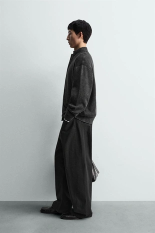 Куртка вязаная структурная с эффектом потертости