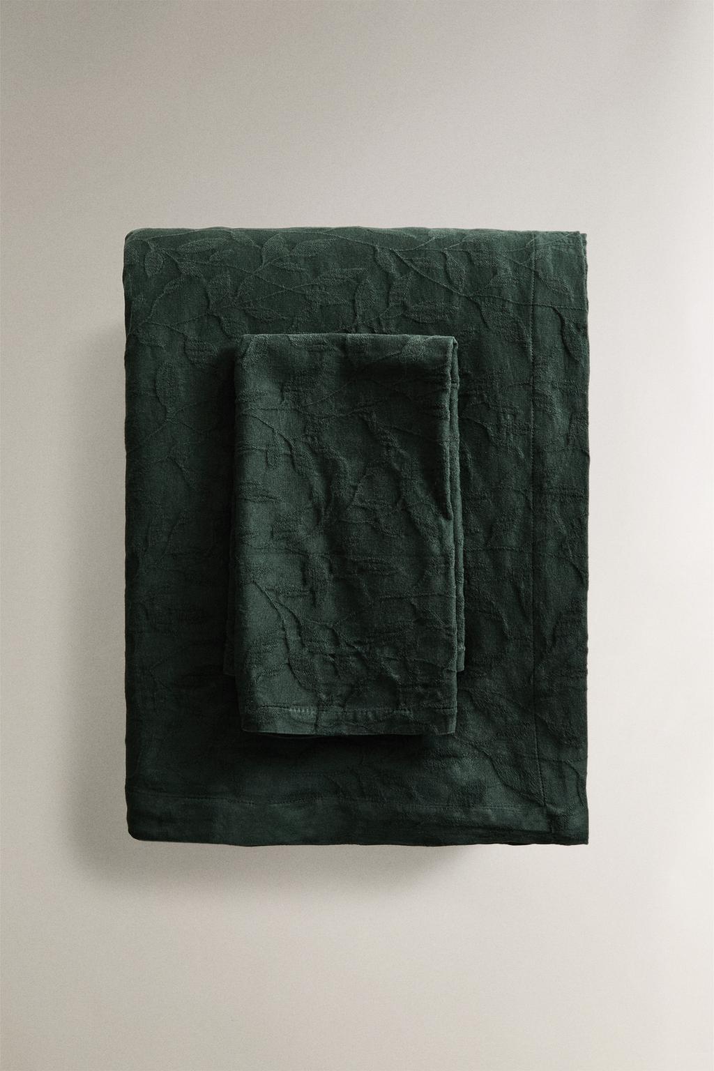 Рождественский хлопковый скатерть с жаккардовым узором веток