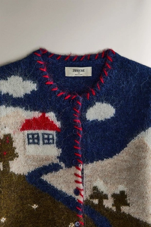 Купить Zara Детский кардиган с новогодним пейзажем