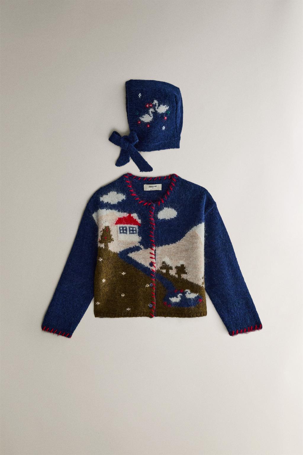 Детский кардиган с новогодним пейзажем