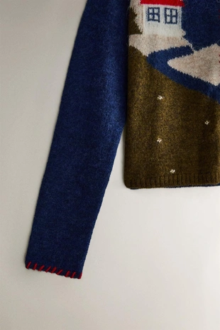 Electric blue | 9664/124/446 - Zara Кардиган с зимним пейзажем