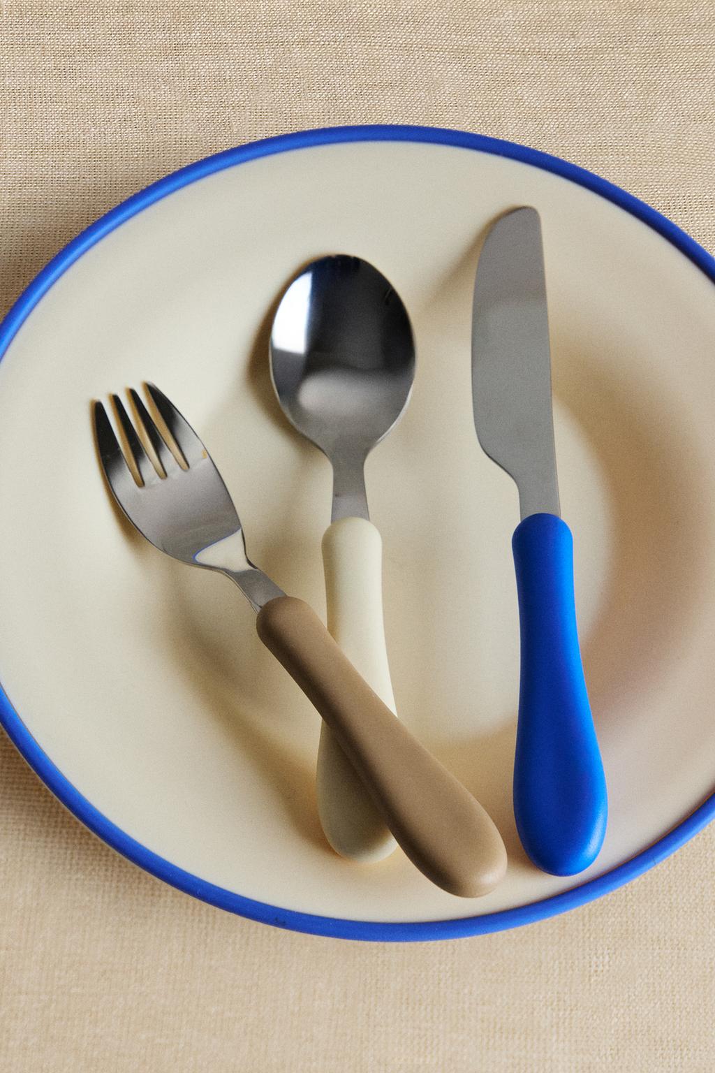 Набор детских столовых приборов с силиконовой ручкой