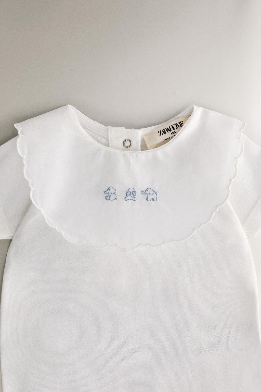 Короткий комбинезон для младенцев с вышитым слоном