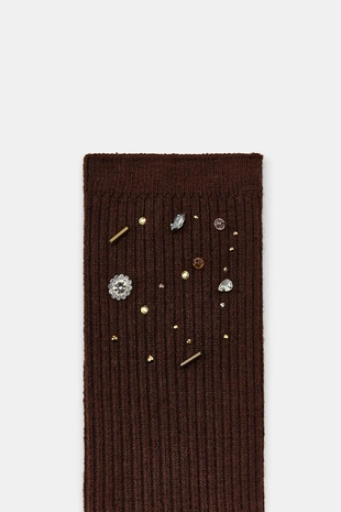 Носки из смесовой шерсти с бусинами- Заказать в России