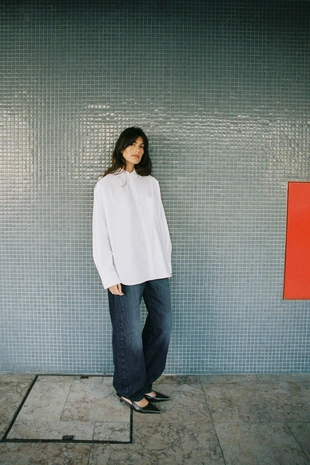 Рубашка из поплина с карманом- Заказать в России