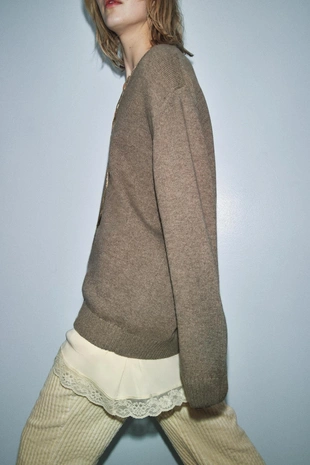 Комбинированный свитер из шерсти- Заказать в России