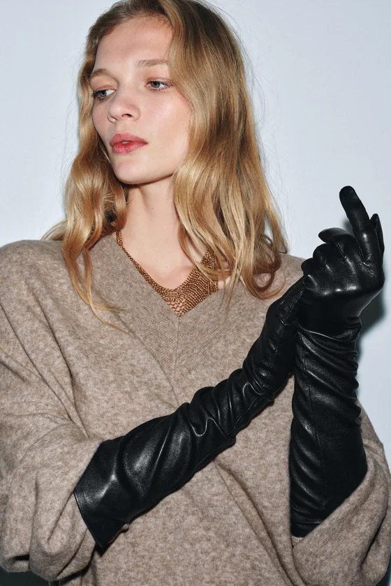 ДЛИННЫЕ ПЕРЧАТКИ ИЗ 100% КОЖИ