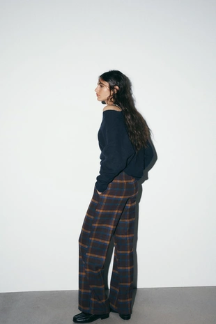 Брюки из шерсти в клетку- Заказать в России