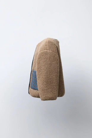 Куртка из искусственной овчины с цветочным пэчворком- Заказать в России