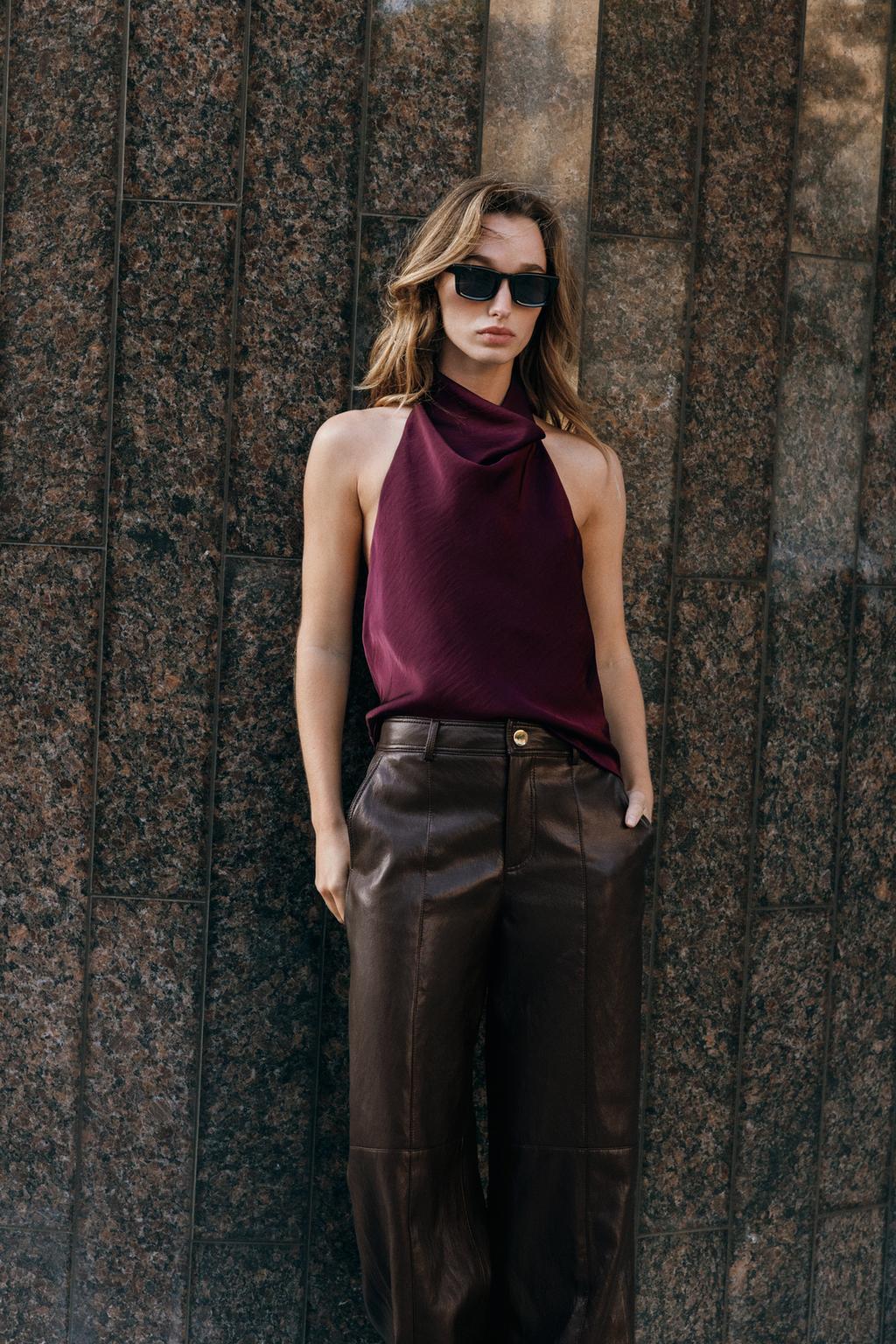 АТЛАСНЫЙ ТОП С ГОРЛОВИНОЙ ХАЛТЕР