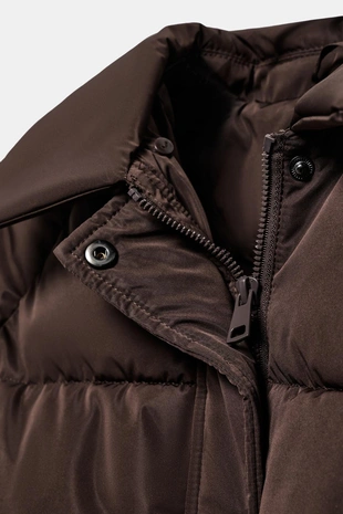 Brown | 6318/100/700 - Zara Утепленная куртка-бомбер с лацканами из искусственного меха