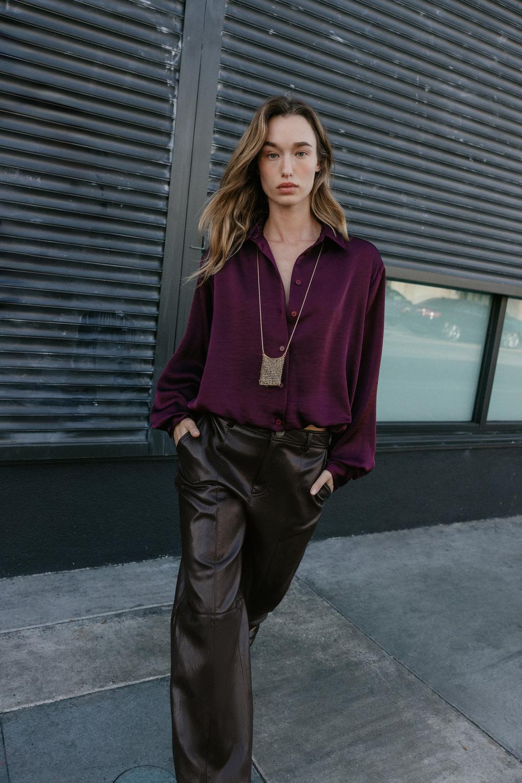 АТЛАСНАЯ РУБАШКА ОБЪЕМНОГО КРОЯ