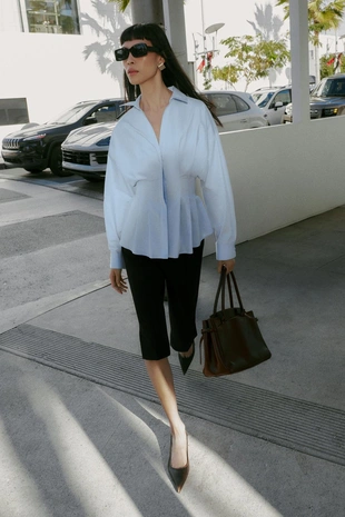 Рубашка из поплина со складками- Заказать в России